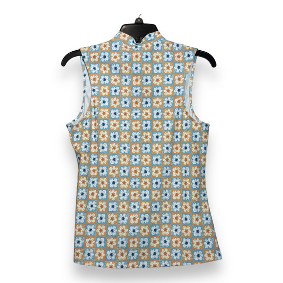 BAD BIRDIE Flower Power Sleeveless Blade Polo Shirt Womens S Golf Tennis New - Picture 3 of 9